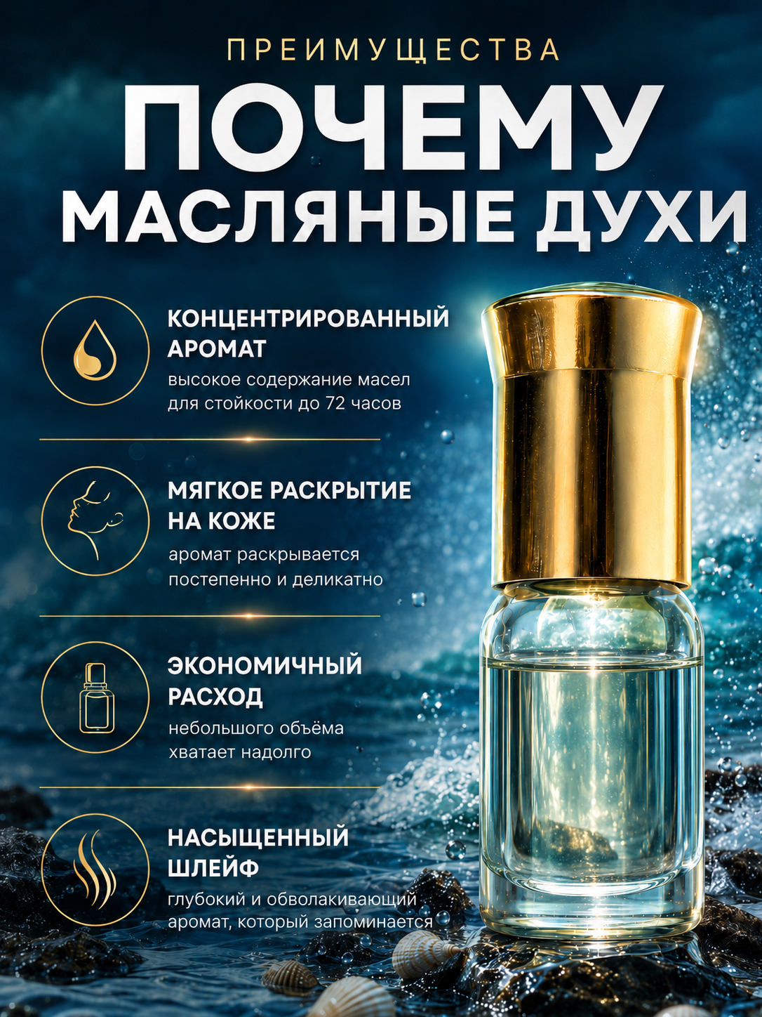 Солёный ветер - масляные духи Аурасо, духи-масло, арома масло, духи женские, мужские, унисекс, флакон роллер — изображение 3