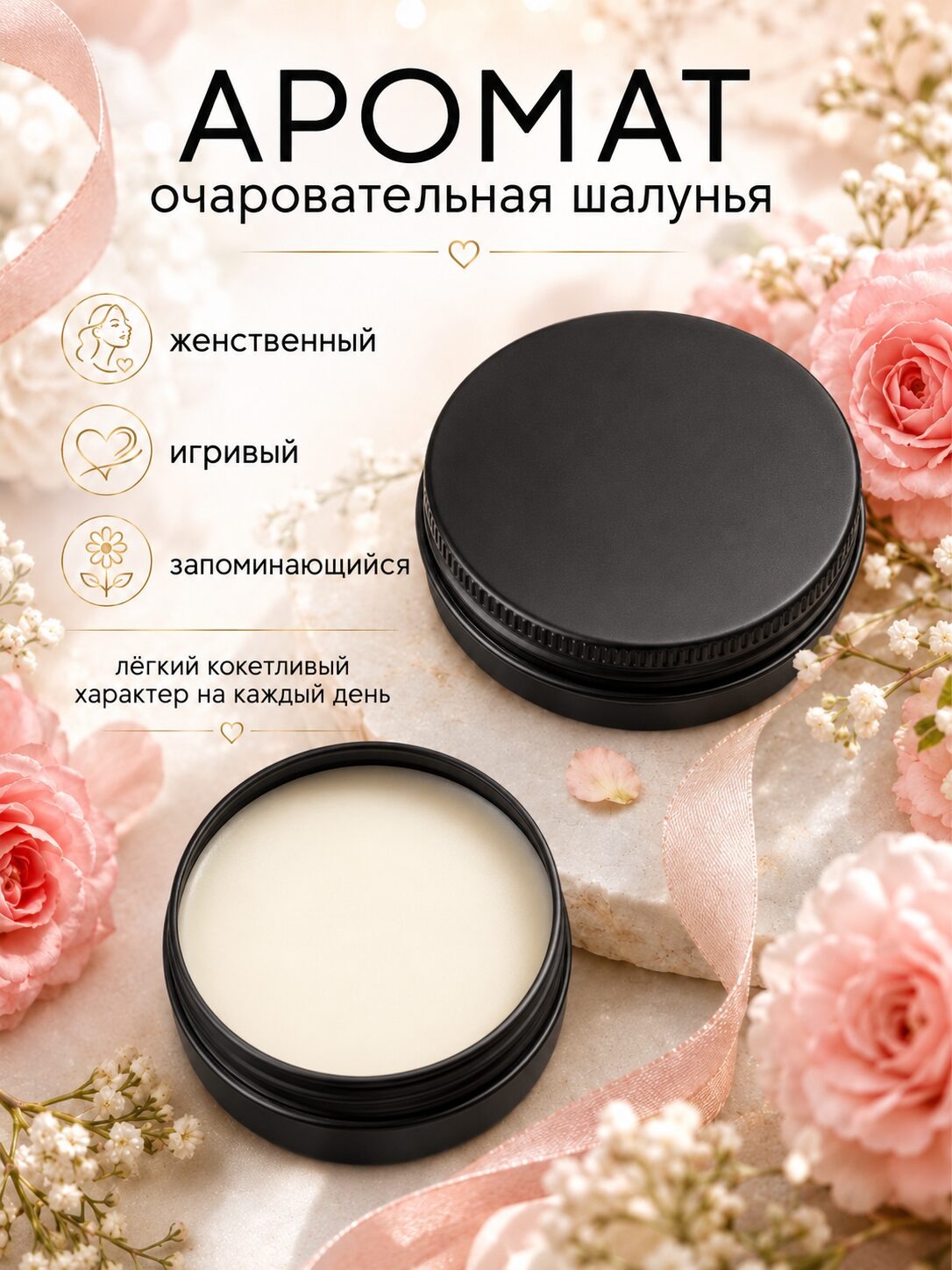 Очаровательная шалунья - сухие духи Аурасо, твёрдые духи, кремовые духи, духи женские, мужские, унисекс, 30 мл. — изображение 3