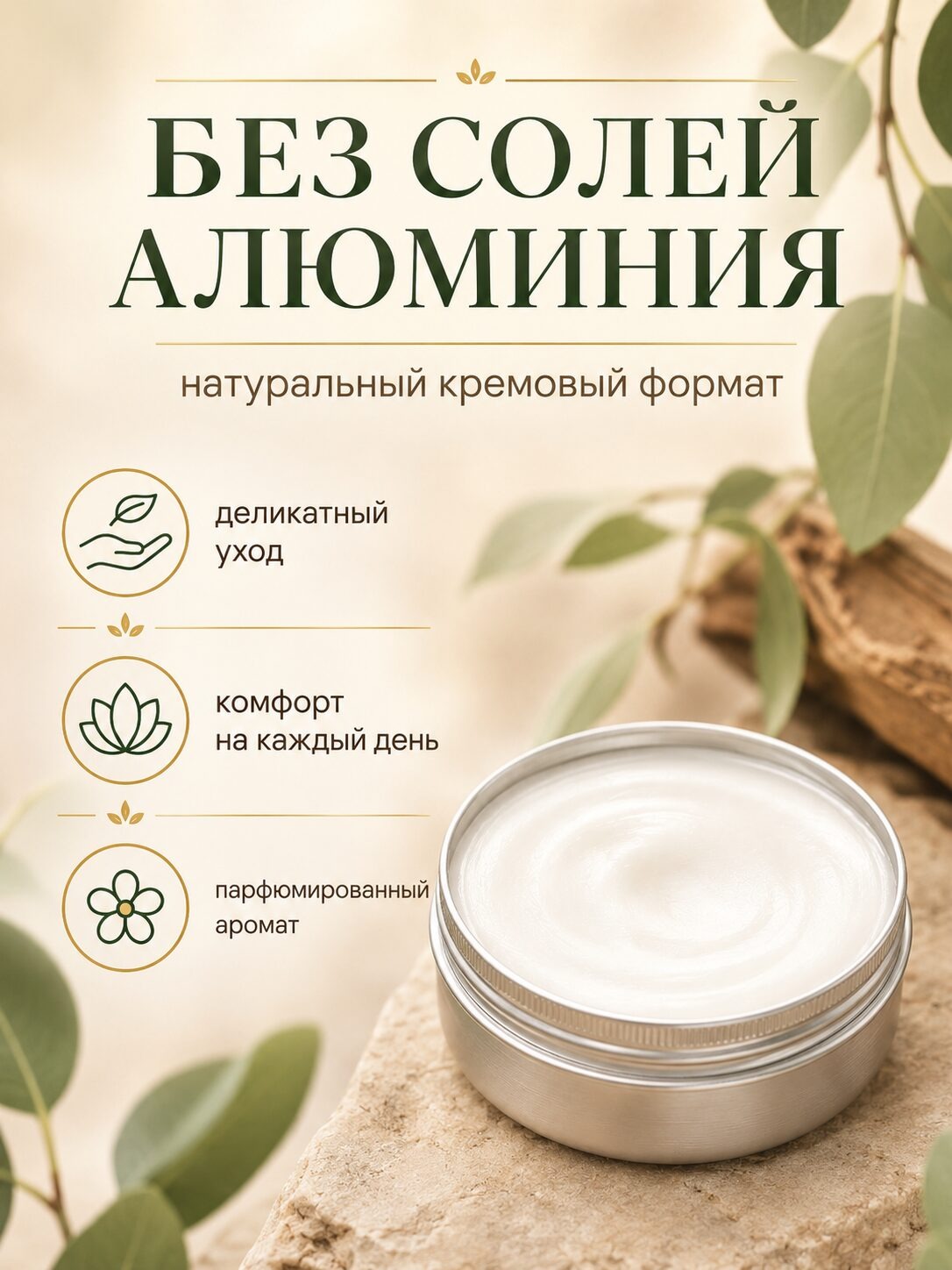 Пачули и сандал - натуральный кремовый дезодорант Аурасо, парфюмированный, для женщин и мужчин, унисекс — изображение 4