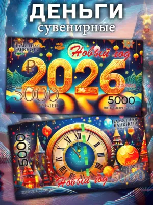 Деньги сувенирные, памятная банкнота 5000 рублей, Новый год