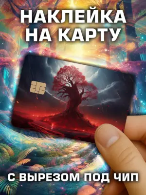 Наклейка на банковскую карту, вырез под чип, винил