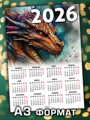 Календарь 2026, листовой настенный, формат А3, 30 на 40 см