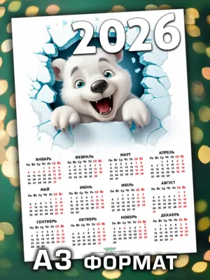 Календарь 2026, листовой настенный, формат А3, 30 на 40 см