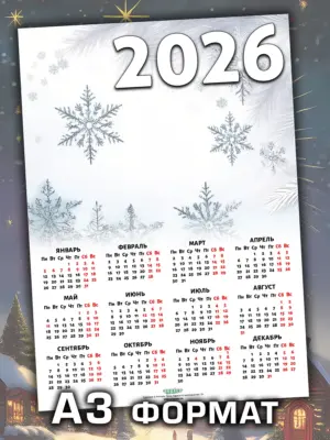 Календарь 2026, листовой настенный, формат А3