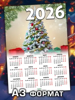 Календарь 2026, листовой настенный, формат А3