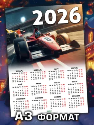 Календарь 2026, листовой настенный, формат А3
