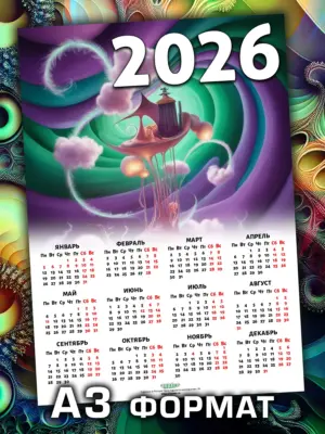 Календарь 2026, листовой настенный, формат А3, 30 на 40 см