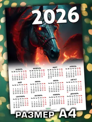 Календарь 2026, листовой настенный, формат А4
