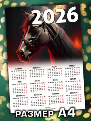 Календарь 2026, листовой настенный, формат А4