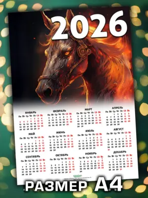 Календарь 2026, листовой настенный, формат А4