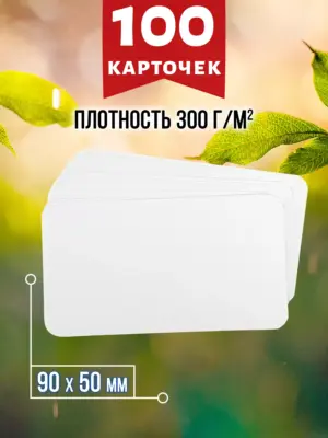 Карточки пустые для записей, круглый угол, 100 штук