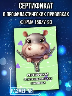 Сертификат о профилактических прививках для детей, формат А6
