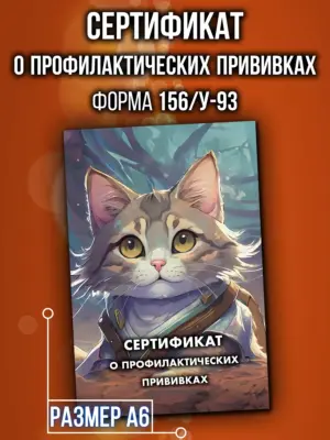Сертификат о профилактических прививках для детей, формат А6