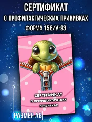 Сертификат о профилактических прививках для детей, формат А6