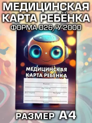 Медицинская карта ребёнка в детский сад и школу большая, А4
