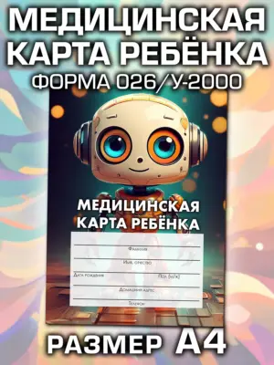 Медицинская карта ребёнка в детский сад и школу большая, А4