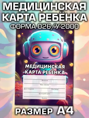 Медицинская карта ребёнка в детский сад и школу большая, А4