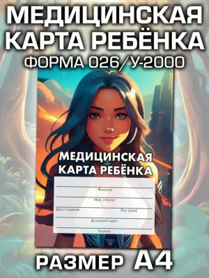 Медицинская карта ребёнка в детский сад и школу большая, А4