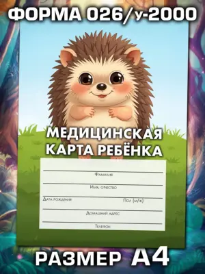 Медицинская карта ребёнка в детский сад и школу большая, А4