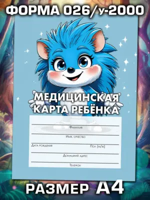 Медицинская карта ребёнка в детский сад и школу большая, А4
