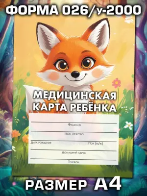 Медицинская карта ребёнка в детский сад и школу большая, А4