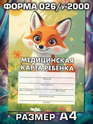 Медицинская карта ребёнка в детский сад и школу большая, А4