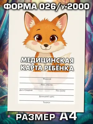 Медицинская карта ребёнка в детский сад и школу большая, А4