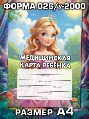 Медицинская карта ребёнка в детский сад и школу большая, А4