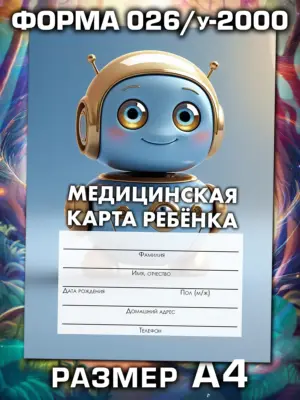 Медицинская карта ребёнка в детский сад и школу большая, А4