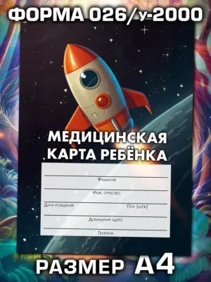 Медицинская карта ребёнка в детский сад и школу большая, А4
