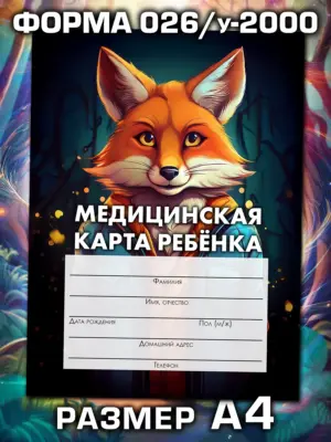 Медицинская карта ребёнка в детский сад и школу большая, А4