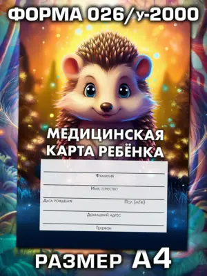 Медицинская карта ребёнка в детский сад и школу большая, А4