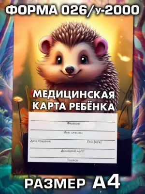 Медицинская карта ребёнка в детский сад и школу большая, А4