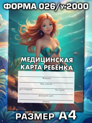 Медицинская карта ребёнка в детский сад и школу большая, А4