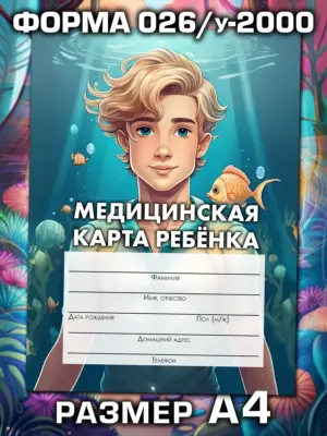 Медицинская карта ребёнка в детский сад и школу большая, А4