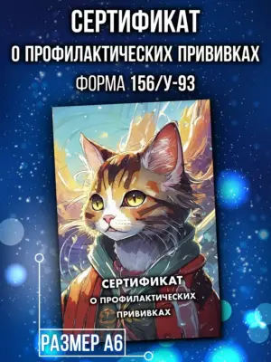 Сертификат о профилактических прививках для детей, формат А6