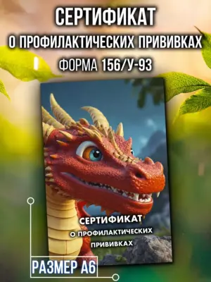Сертификат о профилактических прививках для детей, формат А6