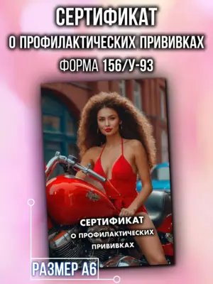 Сертификат о профилактических прививках для взрослых А6