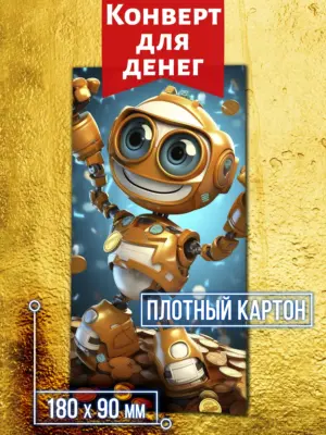 Робот №1 - конверт для денег, 18x9 см