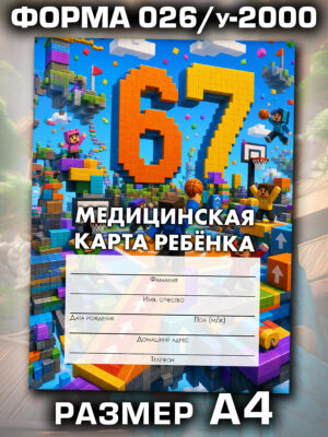 Медицинская карта в школу и детский сад, размер А4
