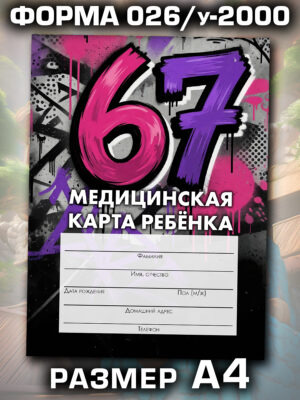 Медицинская карта в школу и детский сад, размер А4