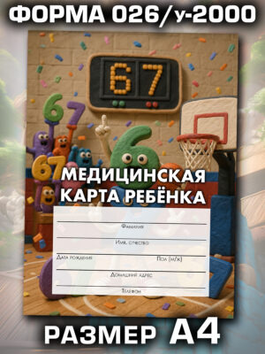 Медицинская карта в школу и детский сад, размер А4