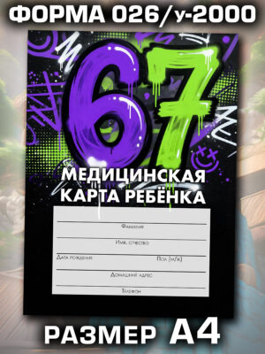 Медицинская карта в школу и детский сад, размер А4