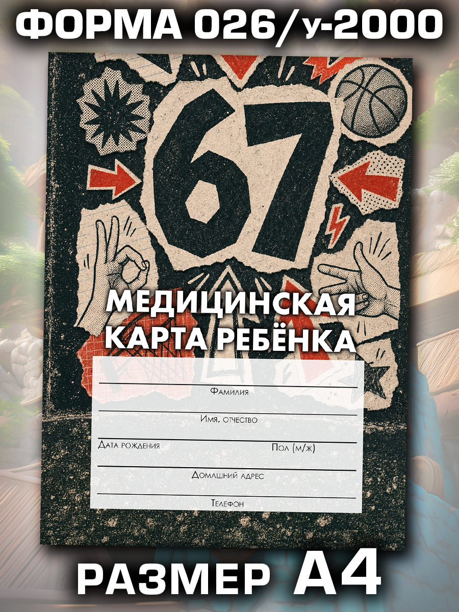Медицинская карта в школу и детский сад, формат А4