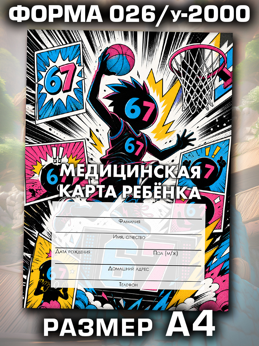 Медицинская карта в школу и детский сад, формат А4